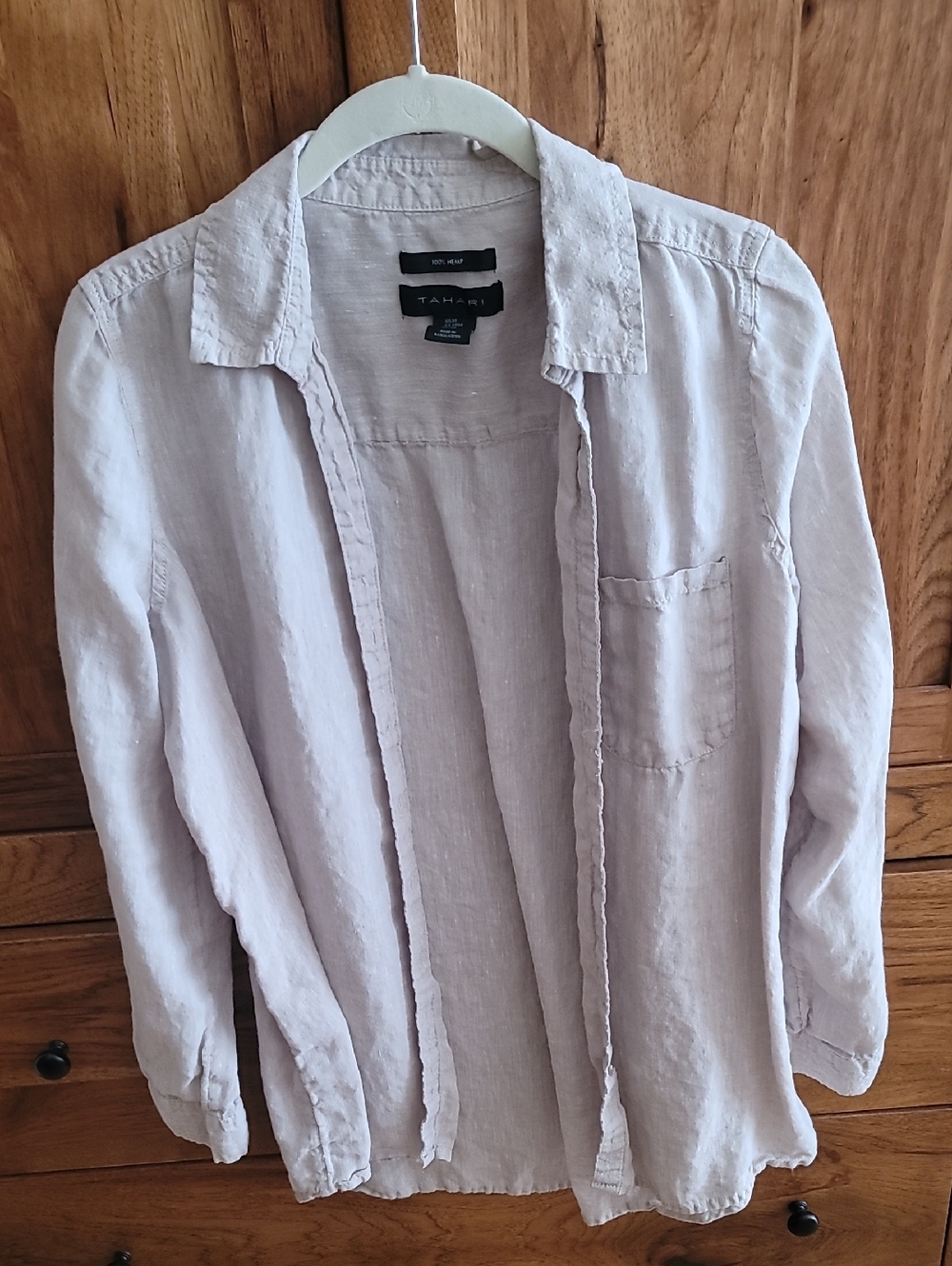 Tahari Light Lavender Linen Button-Up Shirt